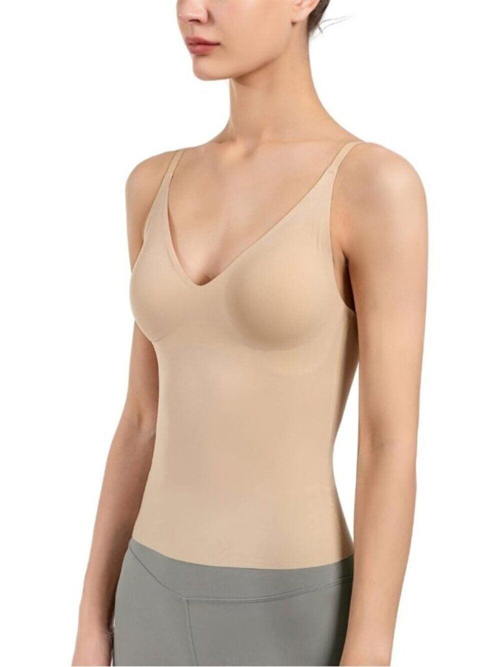 Women's Cream Fit Camisole with Built in Bra - Spaghetti Straps Camis Tank